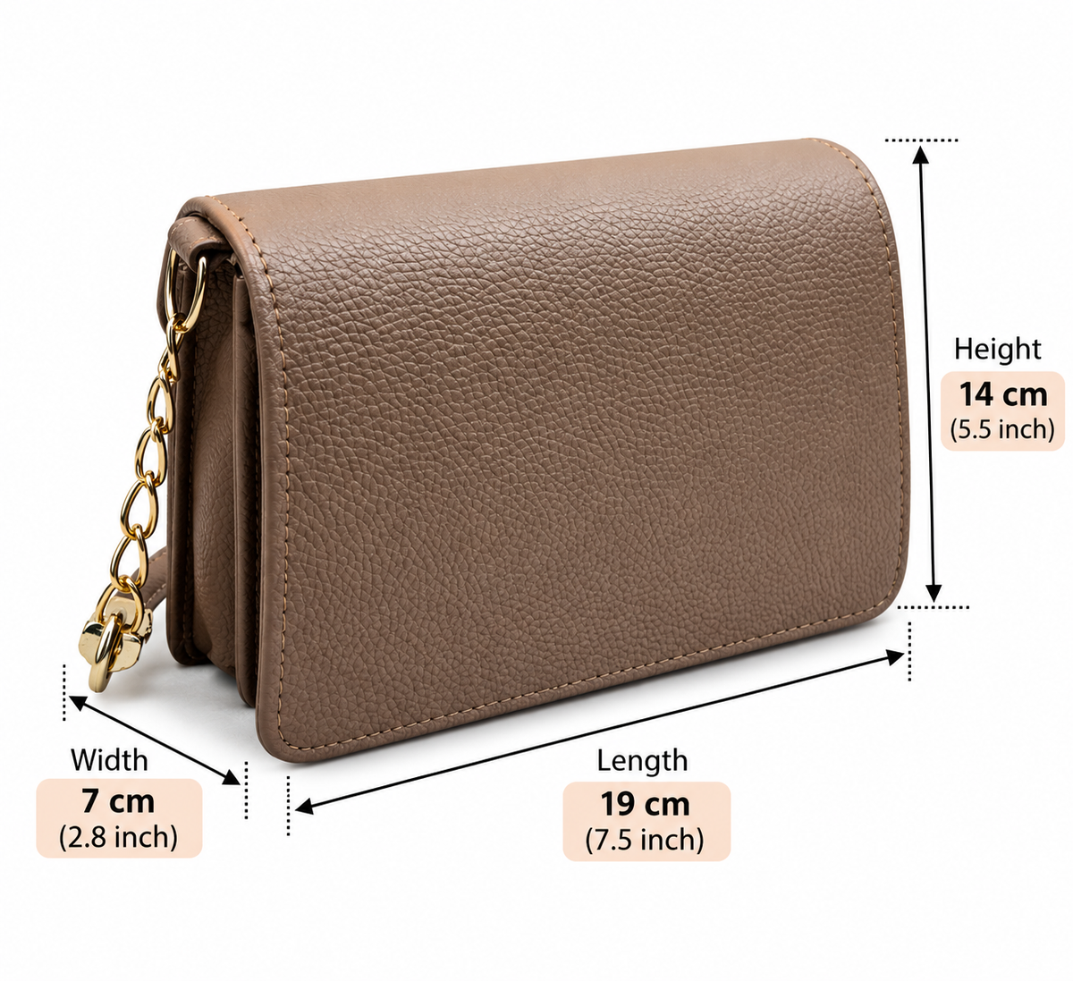 BATUTA Women's Premium Textured Shoulder Bag with Gold Chain Strap, Elegant Dual-Tone Handbag for Party, Office & Daily Use