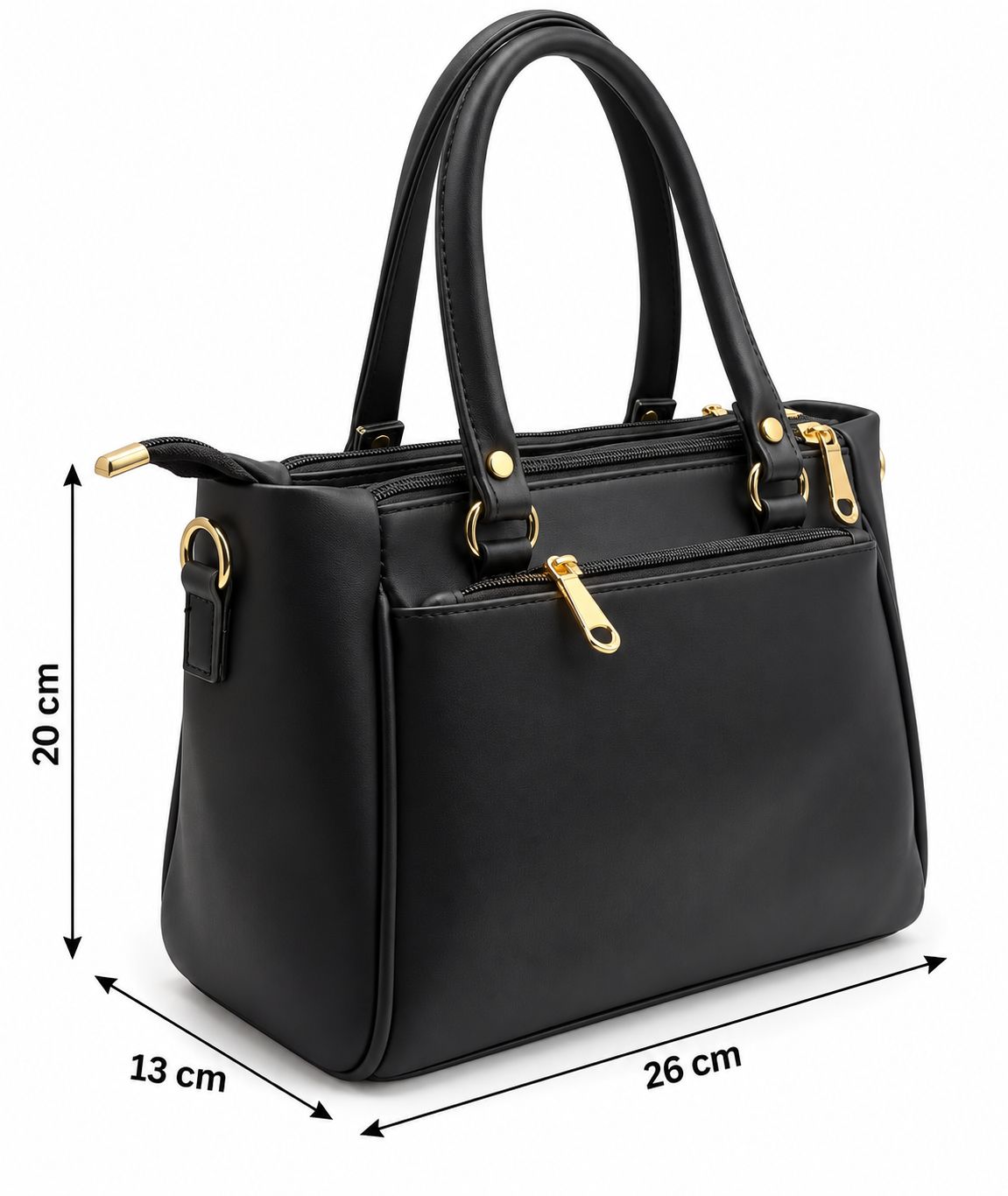BATUTA Women’s Premium Faux Leather Handbag with Multiple Zipper Compartments, Double Handle & Sling Strap