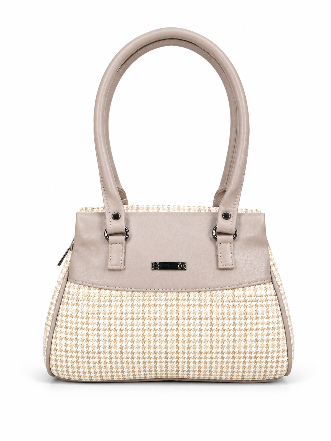Women’s Stylish Handbag | Premium Houndstooth Pattern Tote Bag | Spacious 3-Zip Office & Daily Use Shoulder Bag