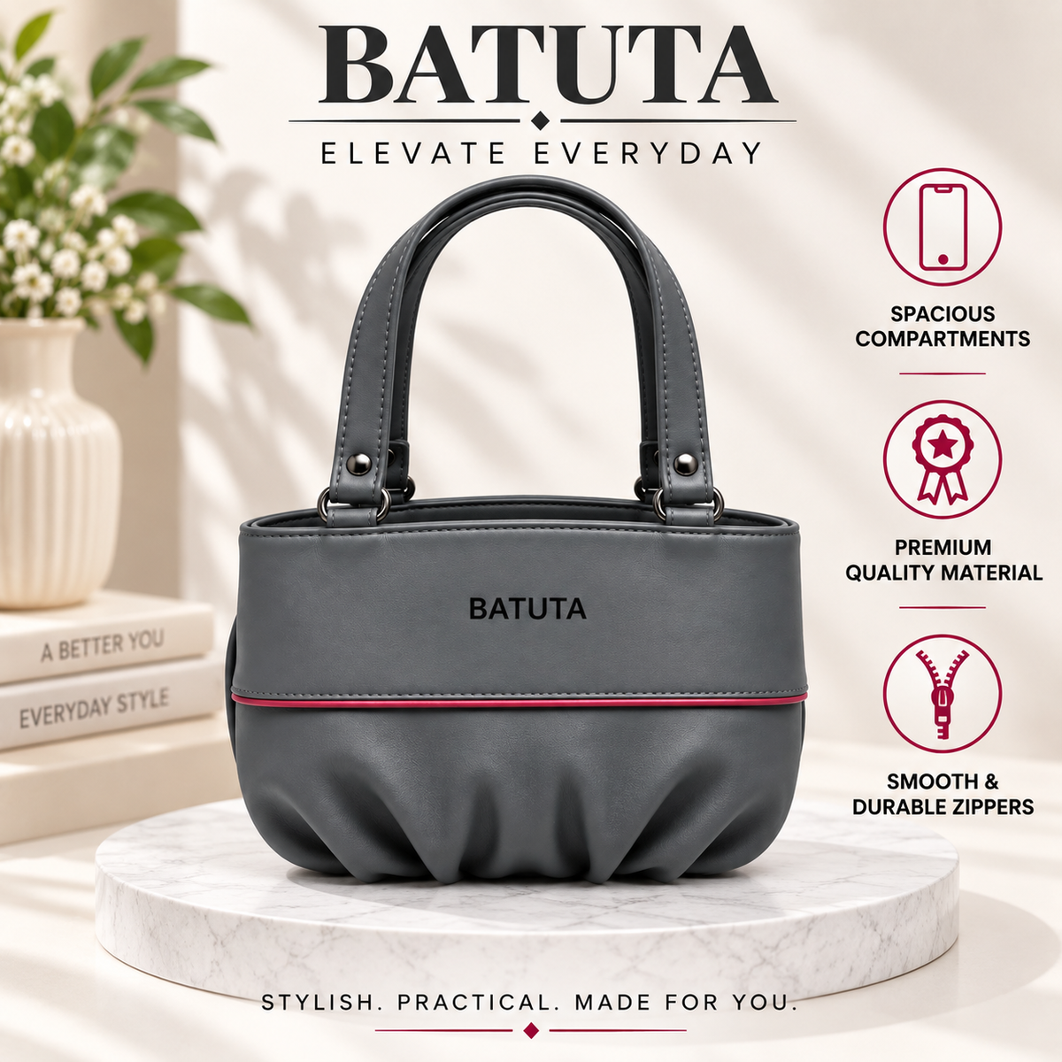 BATUTA Women’s Stylish Handbag | Premium PU Leather Tote Bag | Elegant Shoulder Carry Bag for Women