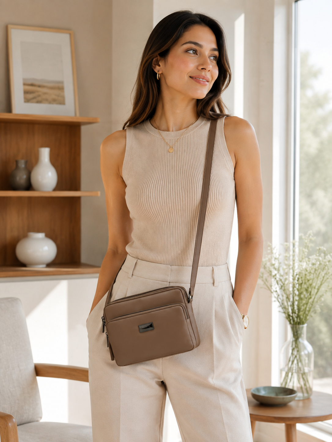 Women's Premium Crossbody Sling Bag | Triple Zip | Spacious Everyday Shoulder Bag