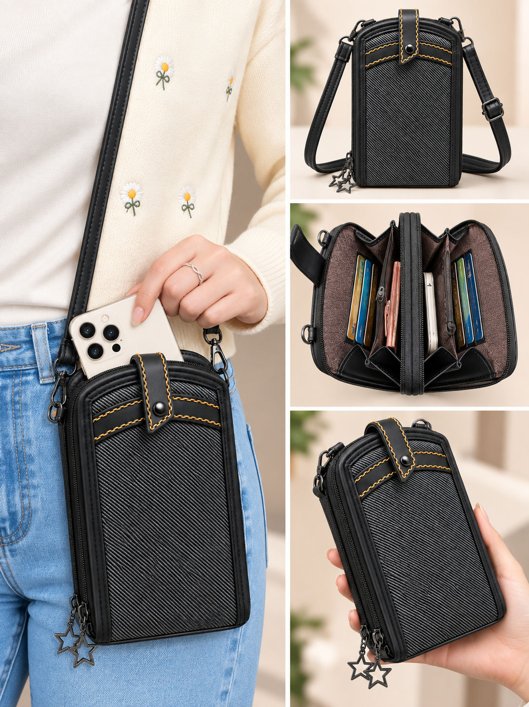 Women’s Sling Bag with Adjustable Strap | Stylish 2-Zip Crossbody Bag for Daily Use | Compact Shoulder Bag with Multiple Compartments