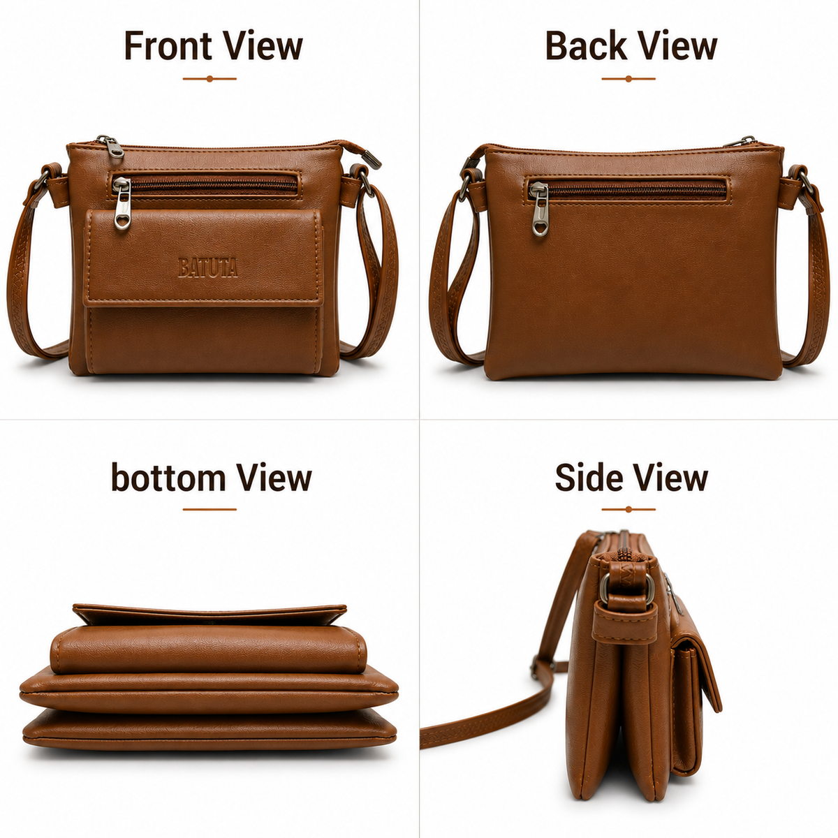 Women Stylish 3 Zip Sling Bag | Premium PU Leather Crossbody Bag | Multi Compartment Shoulder Bag for Women