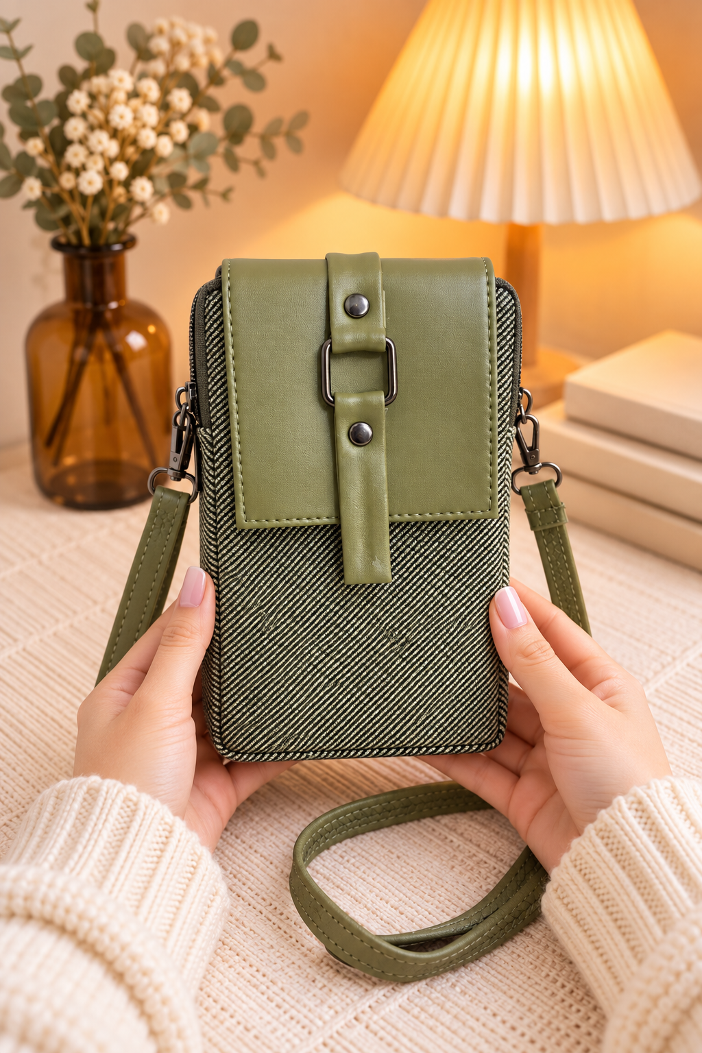 BATUTA HUB Women’s Mobile Sling Bag Crossbody Bag | Compact Double Zipper Shoulder Bag for Phone, Cards & Essentials | Stylish Everyday Mini Sling Purse