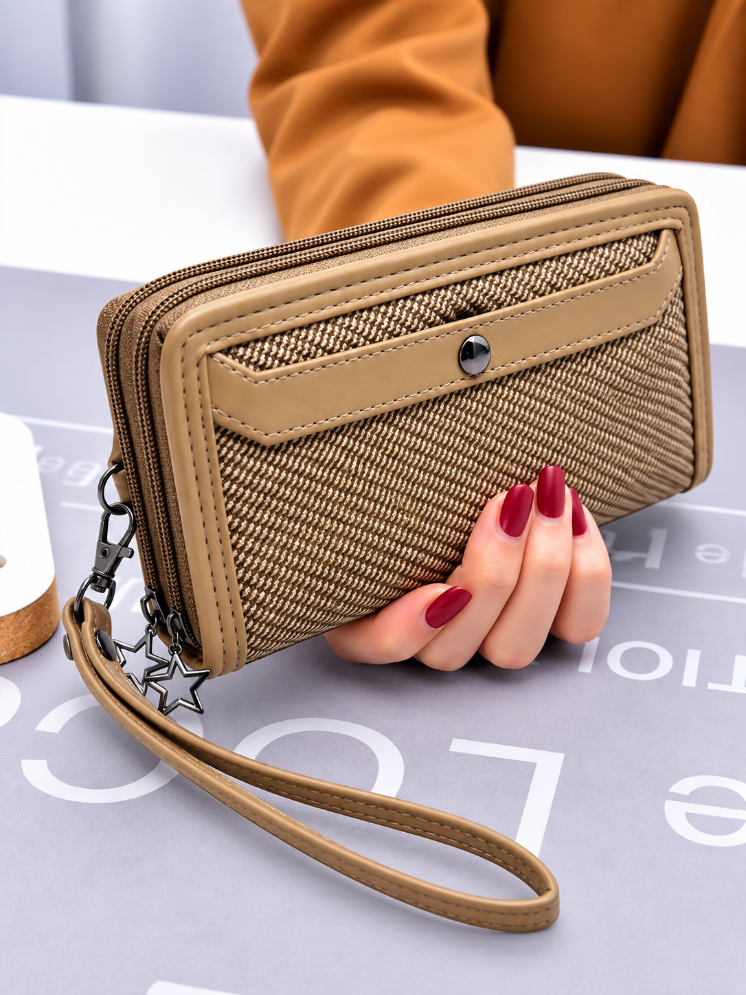 BATUTA Women’s Hand Kit Wristlet Pouch | Dual Zipper Multi-Compartment Handbag | Stylish Compact Organizer for Everyday Essentials
