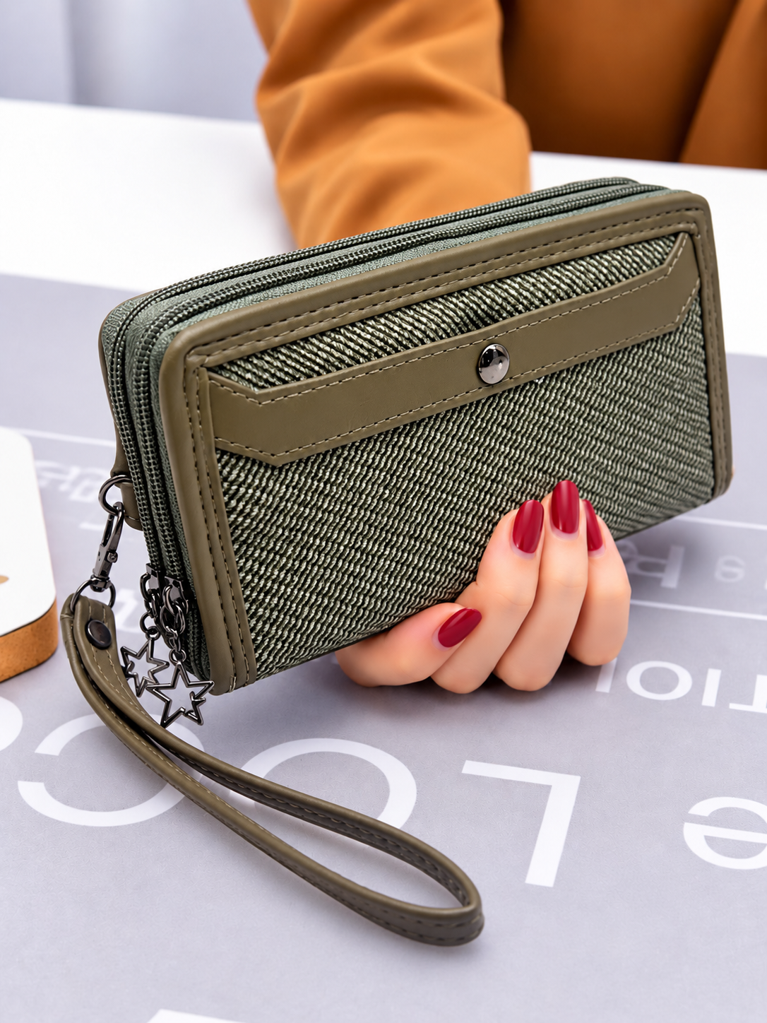 BATUTA Women’s Hand Kit Wristlet Pouch | Dual Zipper Multi-Compartment Handbag | Stylish Compact Organizer for Everyday Essentials