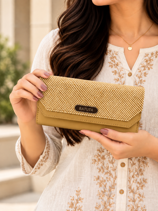 BATUTA Women’s Three Zip Multi-Compartment Clutch Wallet | Stylish Long Purse with Zipper Pocket | Spacious Ladies Wallet for Cash, Cards & Mobile