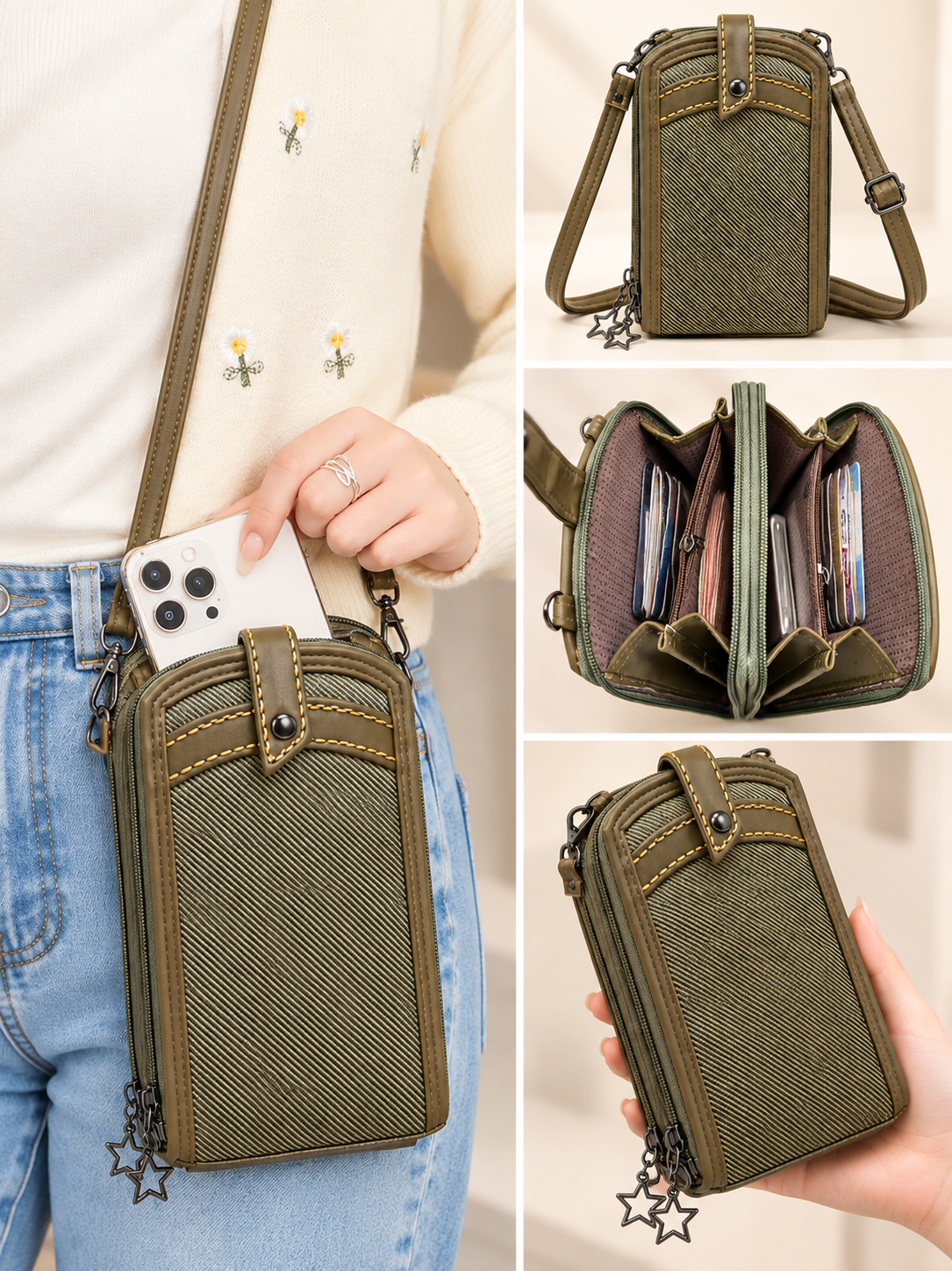Women’s Sling Bag with Adjustable Strap | Stylish 2-Zip Crossbody Bag for Daily Use | Compact Shoulder Bag with Multiple Compartments