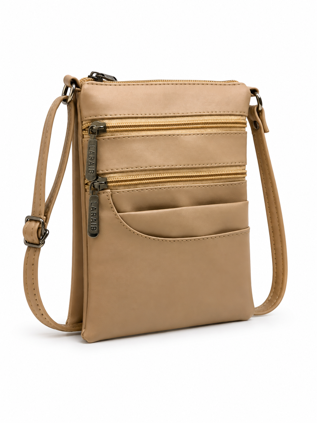 Women's Premium Faux Leather Crossbody Sling Bag with Multiple Zip Pockets