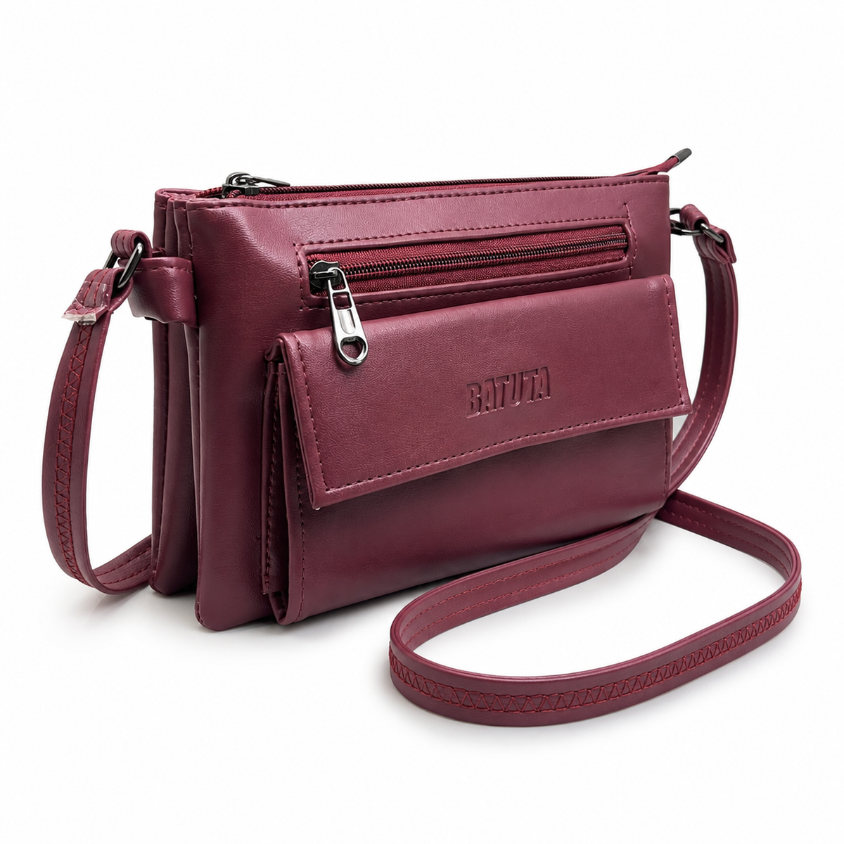 Women Stylish 3 Zip Sling Bag | Premium PU Leather Crossbody Bag | Multi Compartment Shoulder Bag for Women