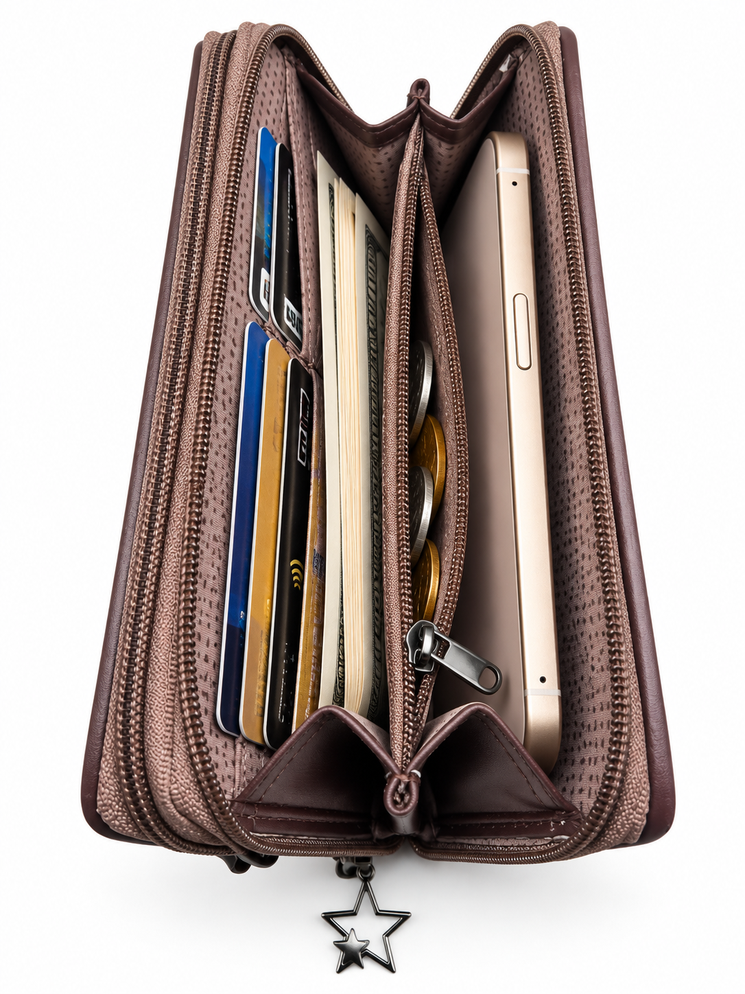 BATUTA Women’s Hand Kit Wristlet Pouch | Dual Zipper Multi-Compartment Handbag | Stylish Compact Organizer for Everyday Essentials