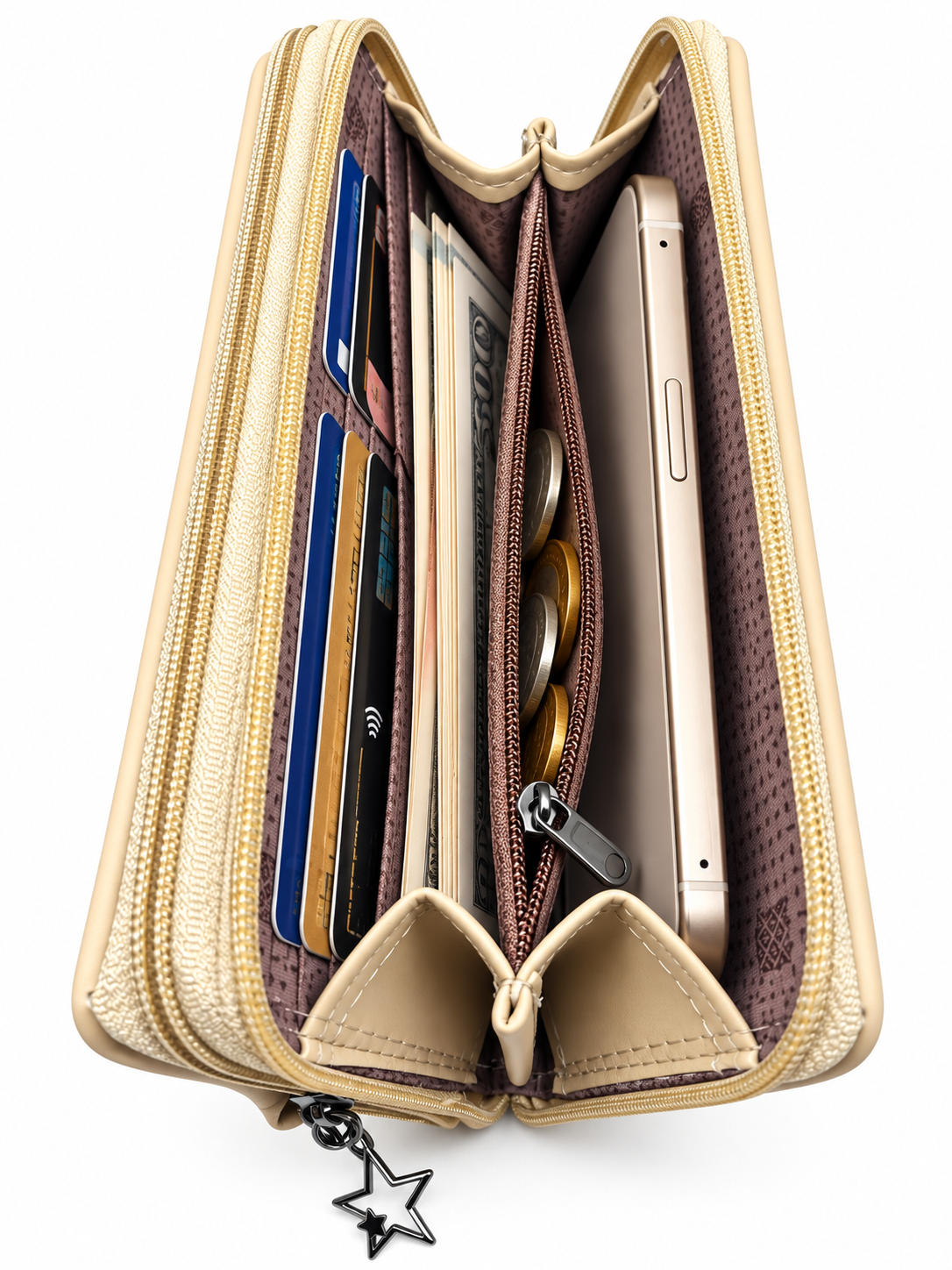 BATUTA Women’s Hand Kit Wristlet Pouch | Dual Zipper Multi-Compartment Handbag | Stylish Compact Organizer for Everyday Essentials