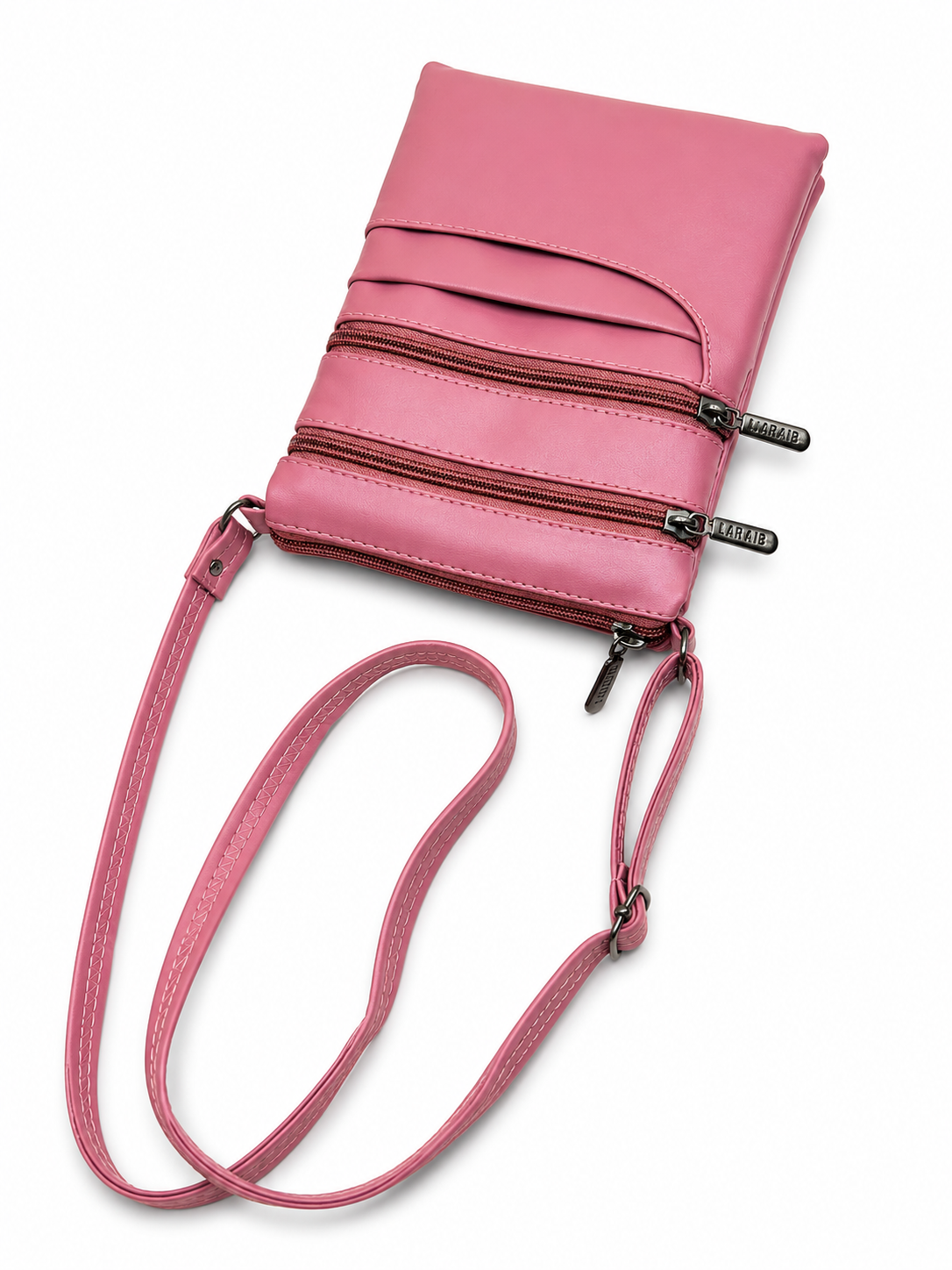 Women's Premium Faux Leather Crossbody Sling Bag with Multiple Zip Pockets