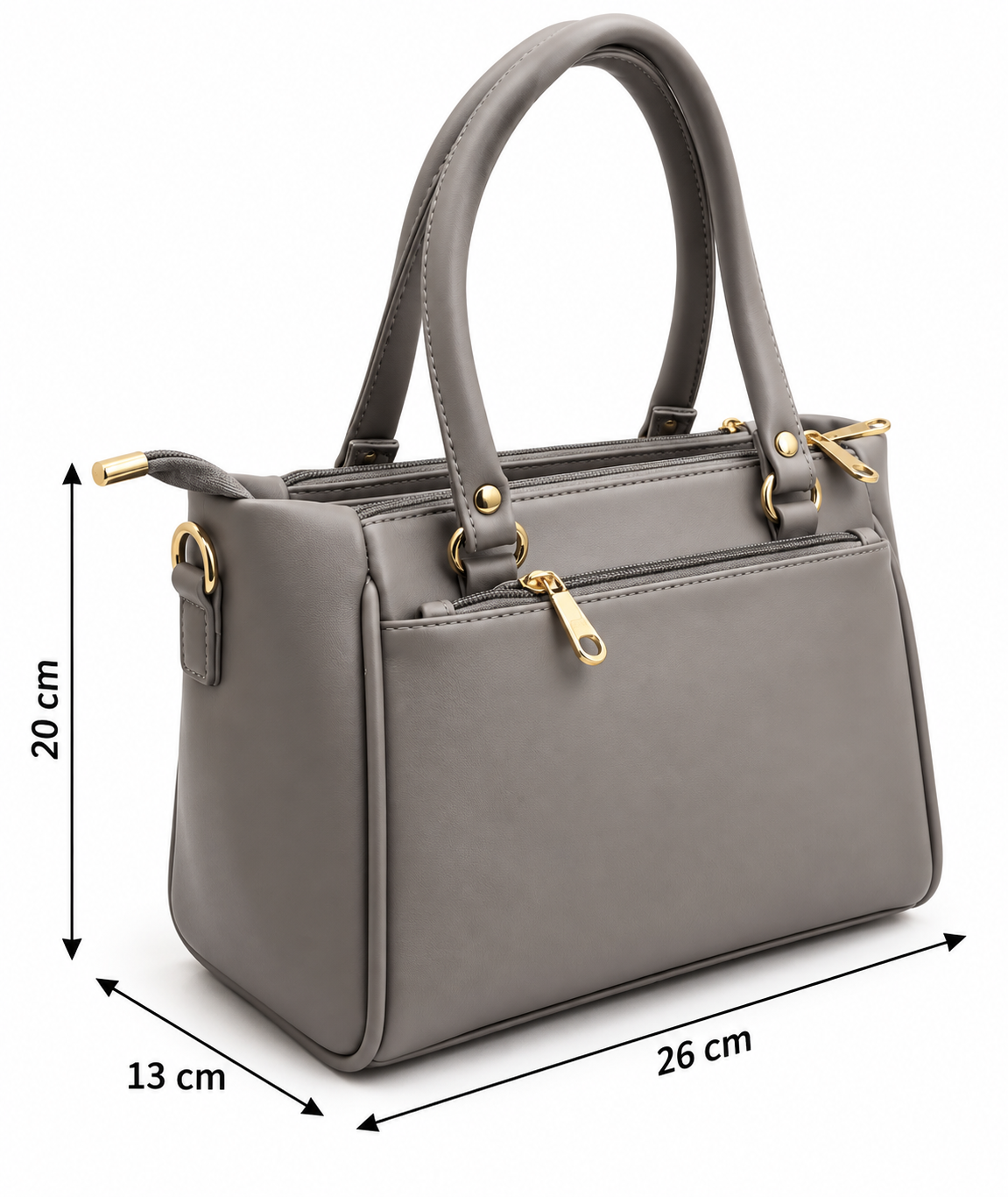 BATUTA Women’s Premium Faux Leather Handbag with Multiple Zipper Compartments, Double Handle & Sling Strap