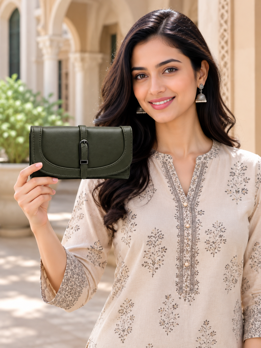Women’s Stylish Clutch Wallet with Flap Closure | Elegant PU Leather Long Wallet for Women | Multiple Compartments & Card Holder |