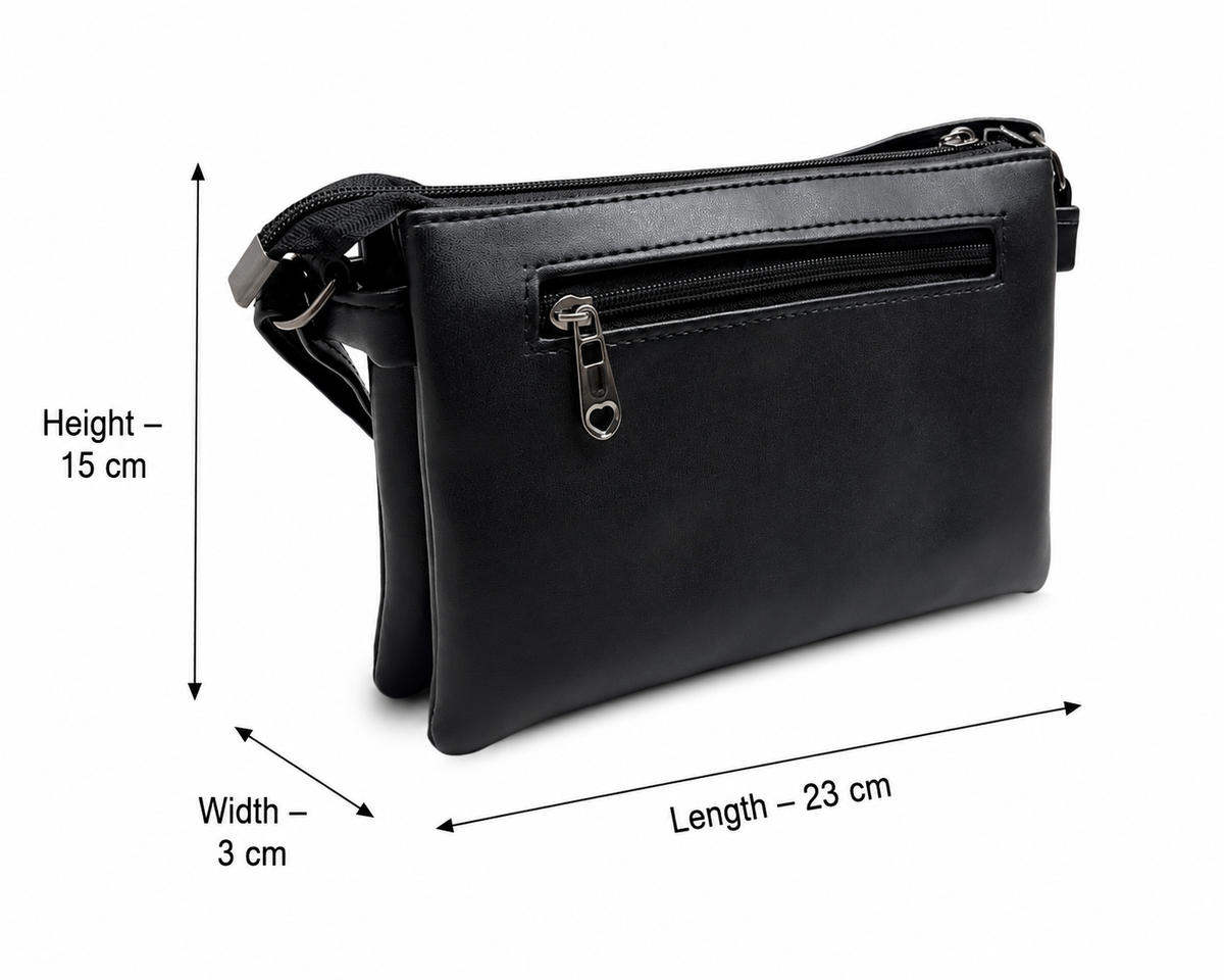 Women Stylish 3 Zip Sling Bag | Premium PU Leather Crossbody Bag | Multi Compartment Shoulder Bag for Women