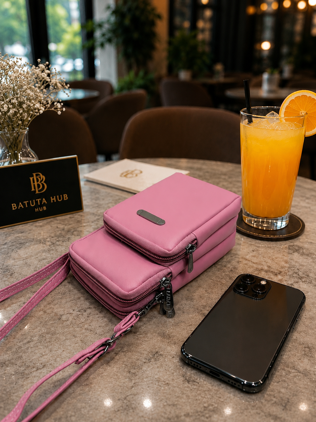 BATUTA HUB Women’s Mobile Sling Bag | Multi Pocket Crossbody Bag | 3 Zip Compartments | Adjustable Shoulder Strap Compact Travel Organizer Purse for Daily Use