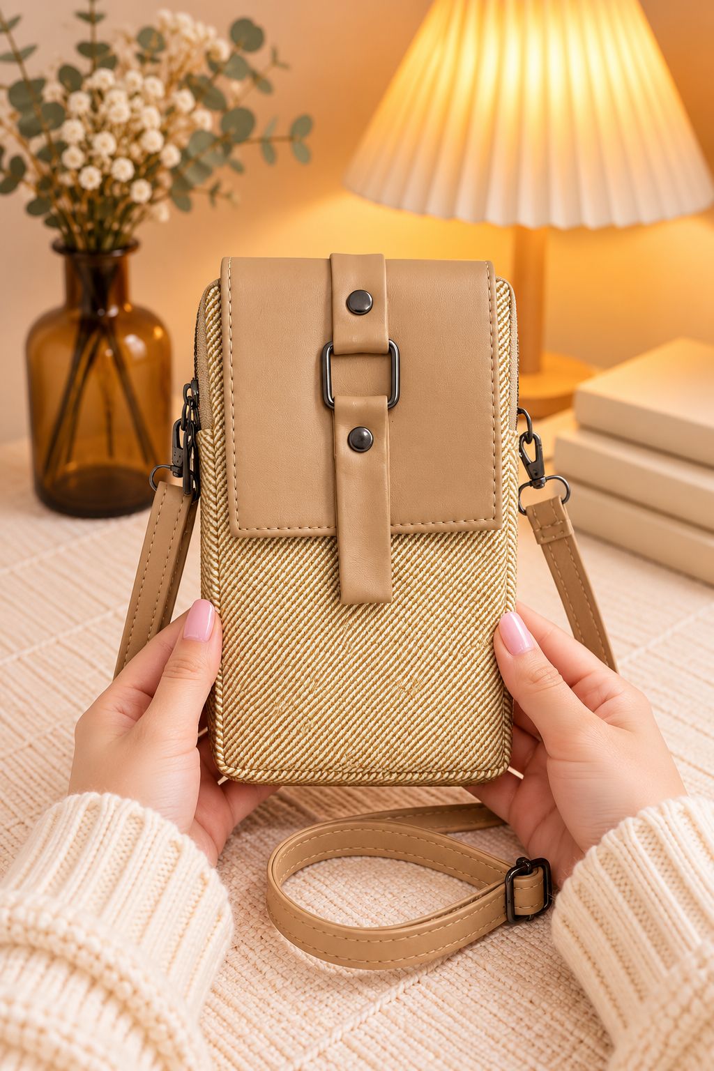 BATUTA HUB Women’s Mobile Sling Bag Crossbody Bag | Compact Double Zipper Shoulder Bag for Phone, Cards & Essentials | Stylish Everyday Mini Sling Purse