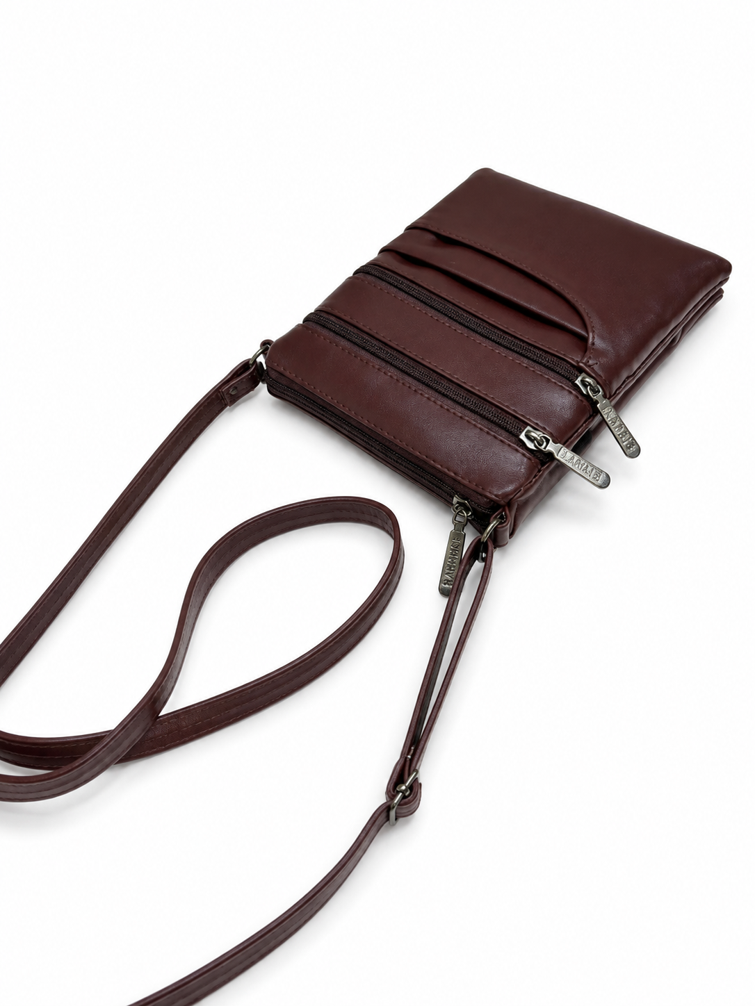 Women's Premium Faux Leather Crossbody Sling Bag with Multiple Zip Pockets