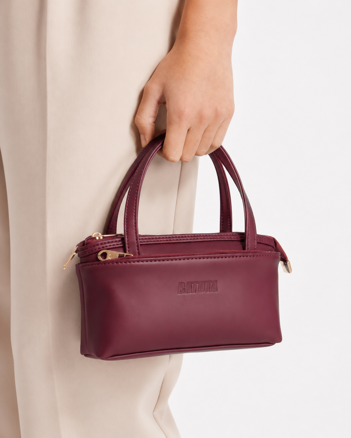 Women’s Premium PU Leather Handbag | Triple Zip Tote Bag | Stylish Mini Handy Purse for Daily Use