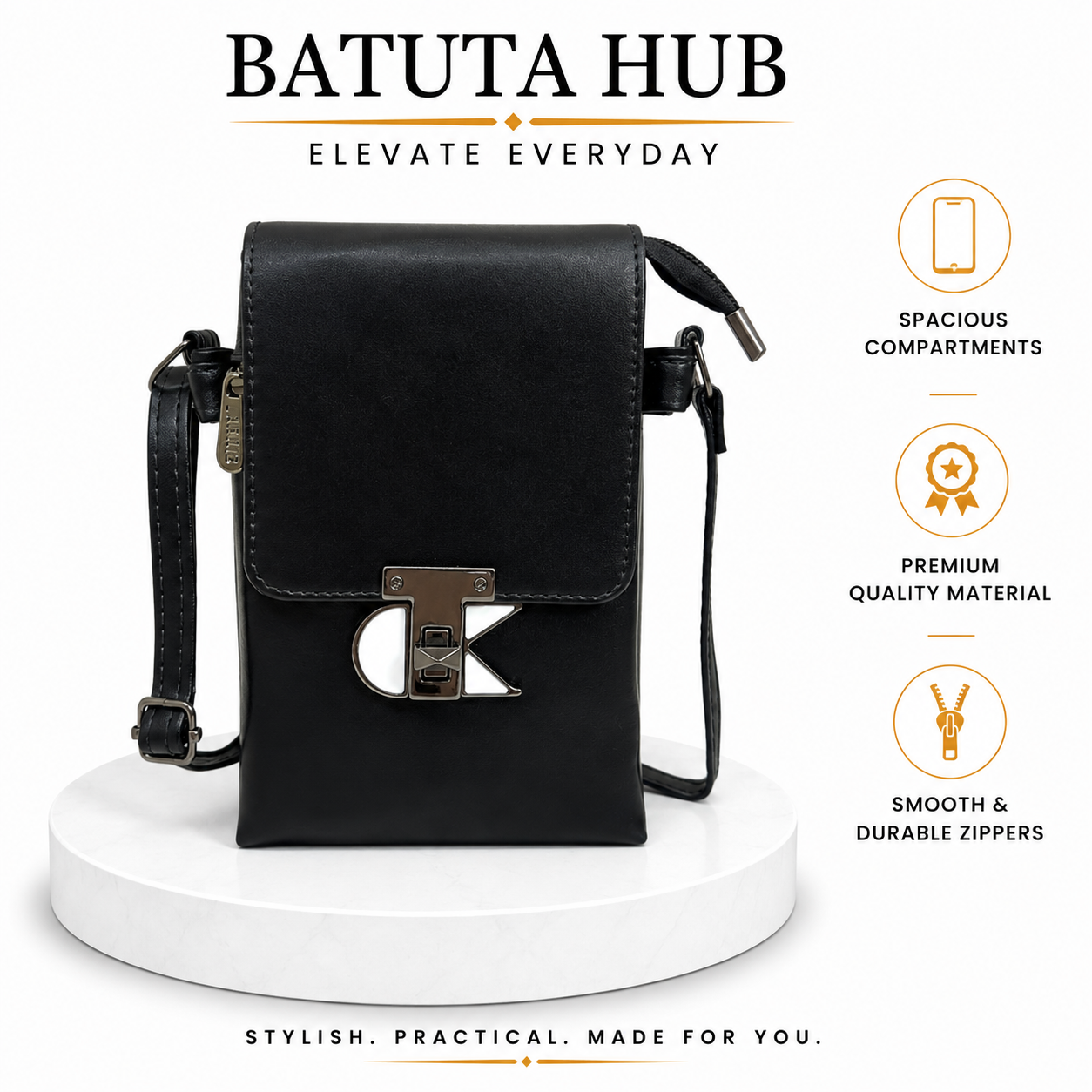 Women’s Stylish Sling Bag | Premium Faux Leather Crossbody Bag for Women | Compact Shoulder Bag with Adjustable Strap, Front Flap & Secure Closure
