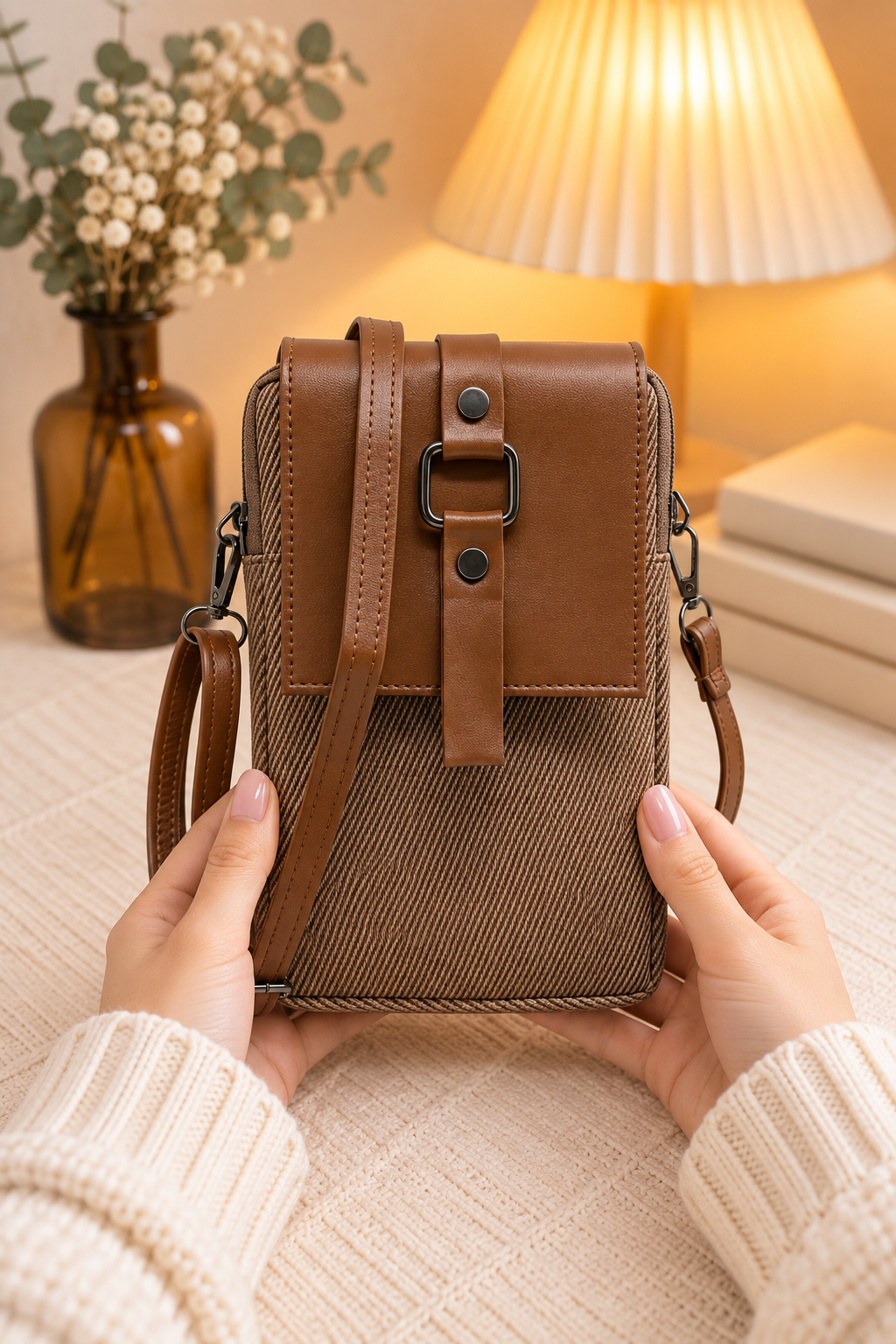 BATUTA HUB Women’s Mobile Sling Bag Crossbody Bag | Compact Double Zipper Shoulder Bag for Phone, Cards & Essentials | Stylish Everyday Mini Sling Purse