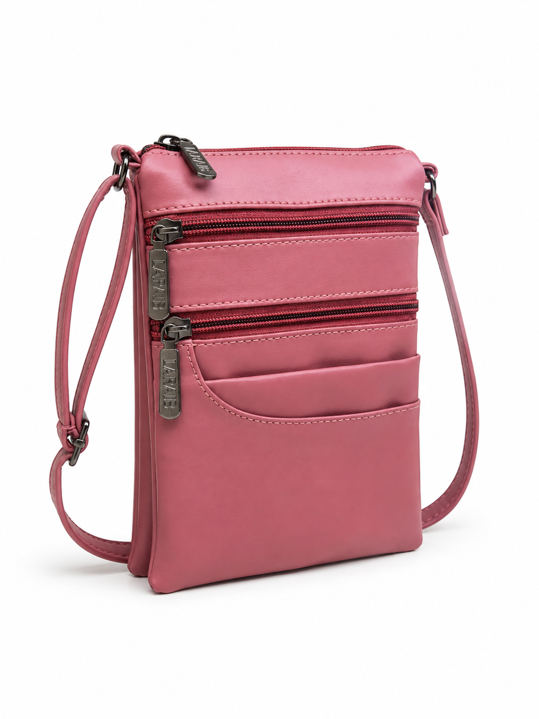 Women's Premium Faux Leather Crossbody Sling Bag with Multiple Zip Pockets