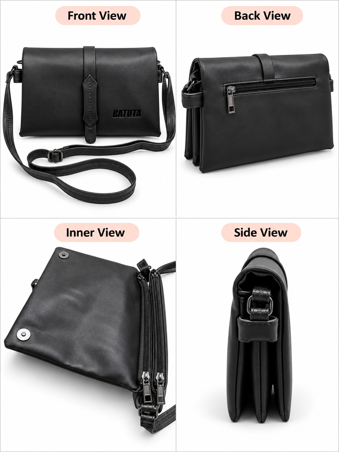 BATUTA Women's Sling Bag for Girls, Stylish Crossbody Shoulder Bag with Flap Closure, Adjustable Strap & Elegant Design