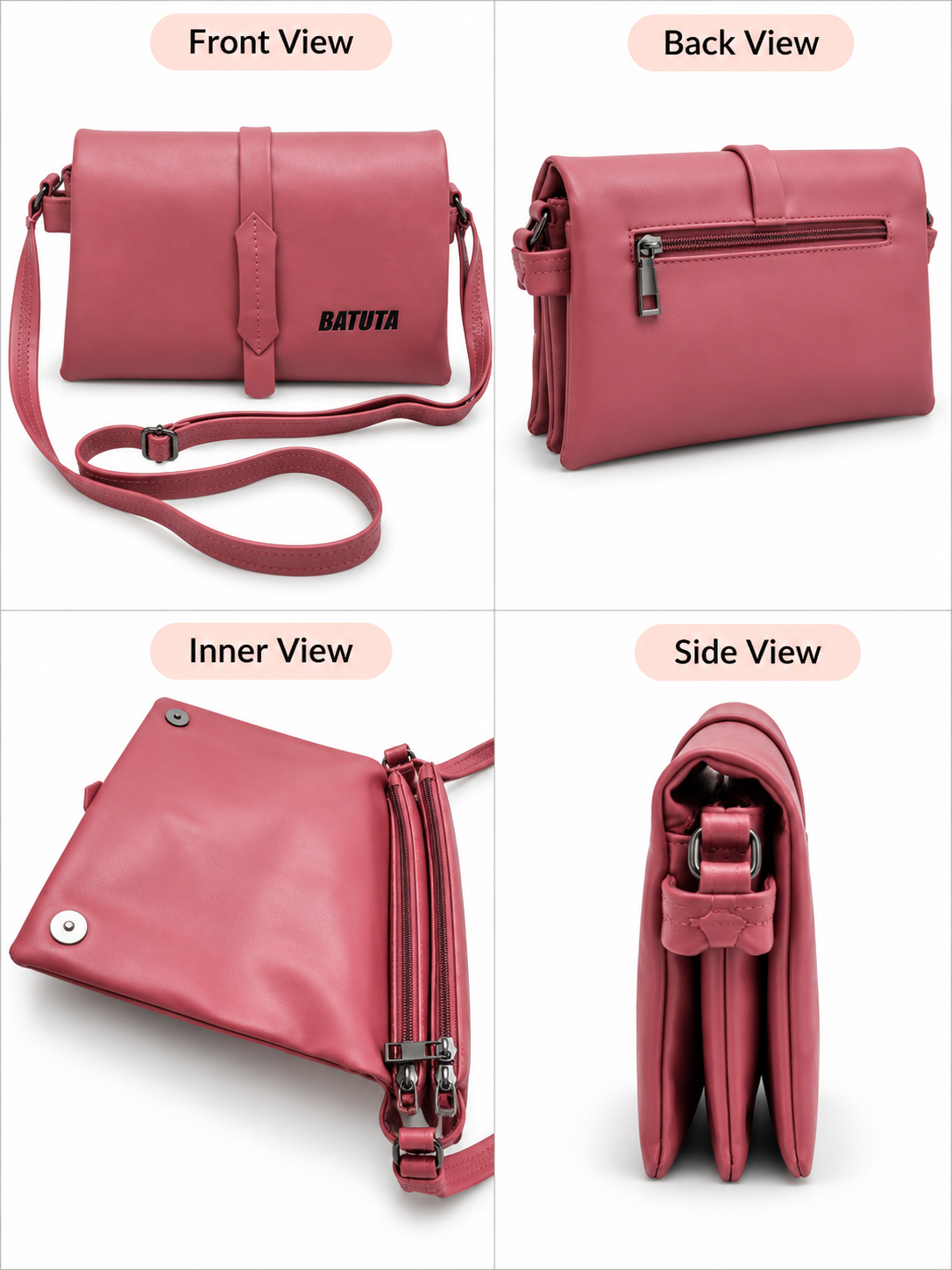 BATUTA Women's Sling Bag for Girls, Stylish Crossbody Shoulder Bag with Flap Closure, Adjustable Strap & Elegant Design