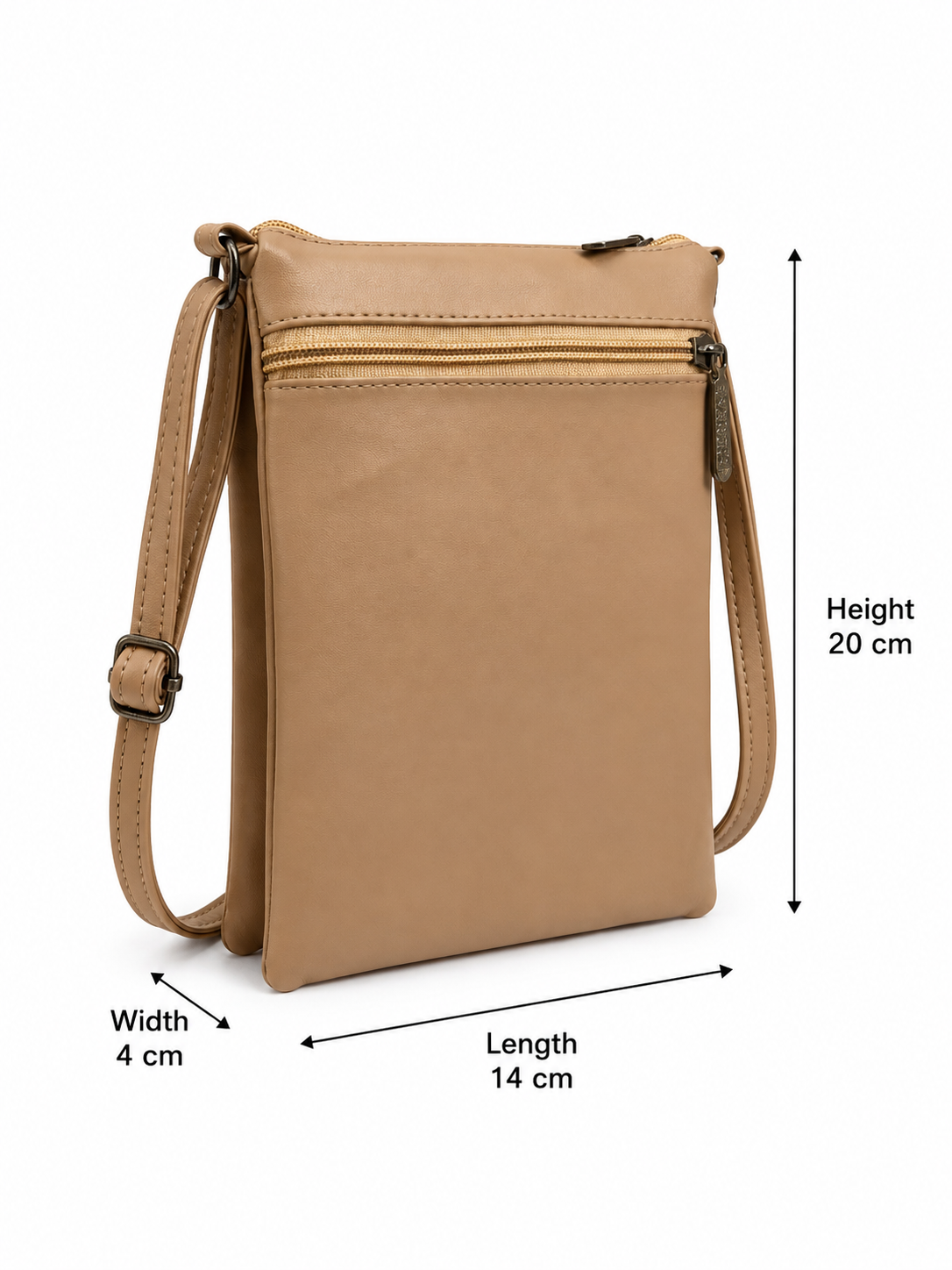 Women's Premium Faux Leather Crossbody Sling Bag with Multiple Zip Pockets