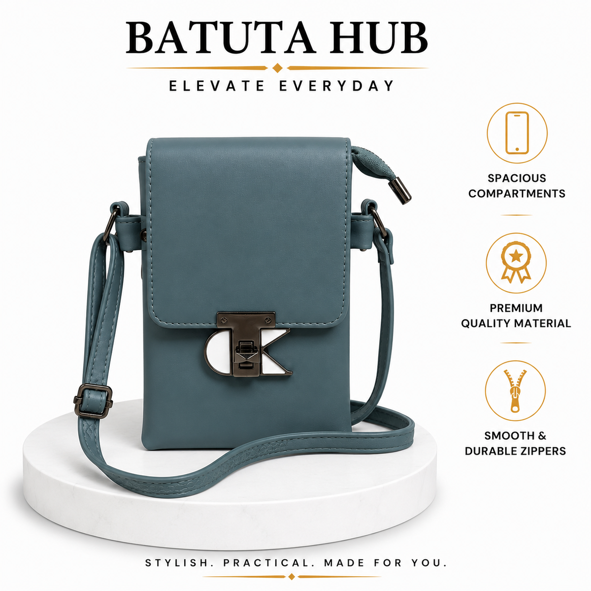 Women’s Stylish Sling Bag | Premium Faux Leather Crossbody Bag for Women | Compact Shoulder Bag with Adjustable Strap, Front Flap & Secure Closure