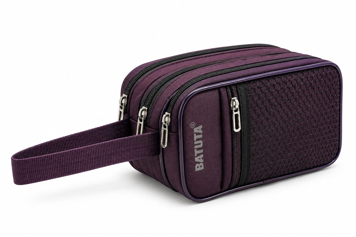 BATUTA Men’s Shaving Kit Bag, Multi Compartment Travel Grooming Organizer Pouch
