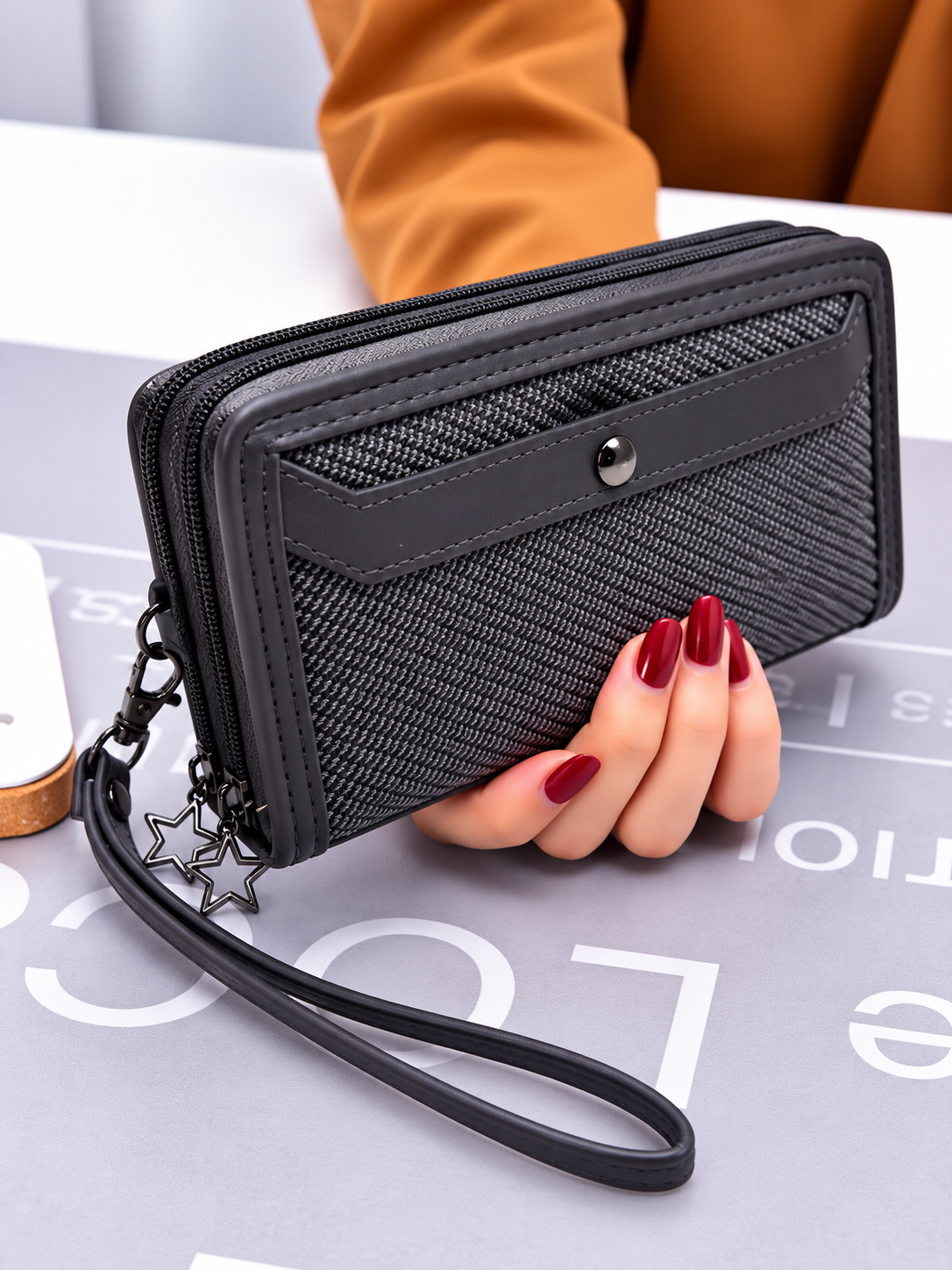 BATUTA Women’s Hand Kit Wristlet Pouch | Dual Zipper Multi-Compartment Handbag | Stylish Compact Organizer for Everyday Essentials
