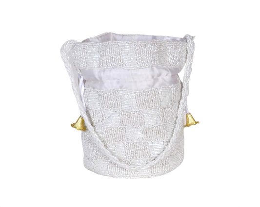 BATUTA HUB Embellished Silk Potli Bag Handbag, Wristlets, Clutch for Women, Girls with Handmade Embroidery, Rajasthani Sequin, Beads Work for Parties, Weddings